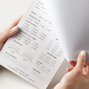 Eyelash Extension Client Record 40 Pages  Notepad