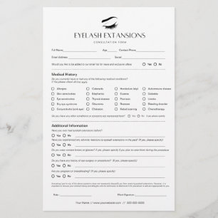 Eyelash Extension Client Record Pages  Stationery