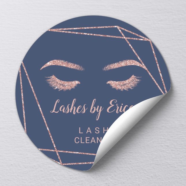 Eyelash Extension Lash Cleaner Geometric Rose Gold Square Sticker (Creator Uploaded)
