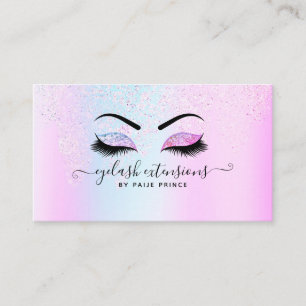 Eyelash Extension Lash Stylist Holographic Glitter Business Card