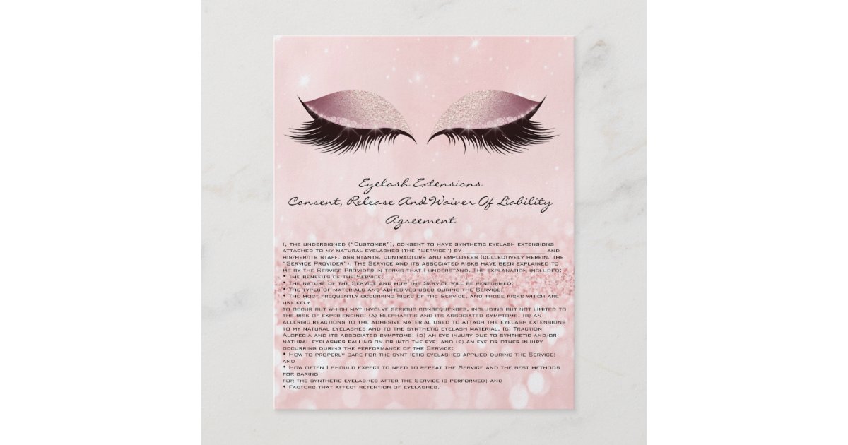 Eyelash Extension Liability Waiver Eyes Pink Flyer ...