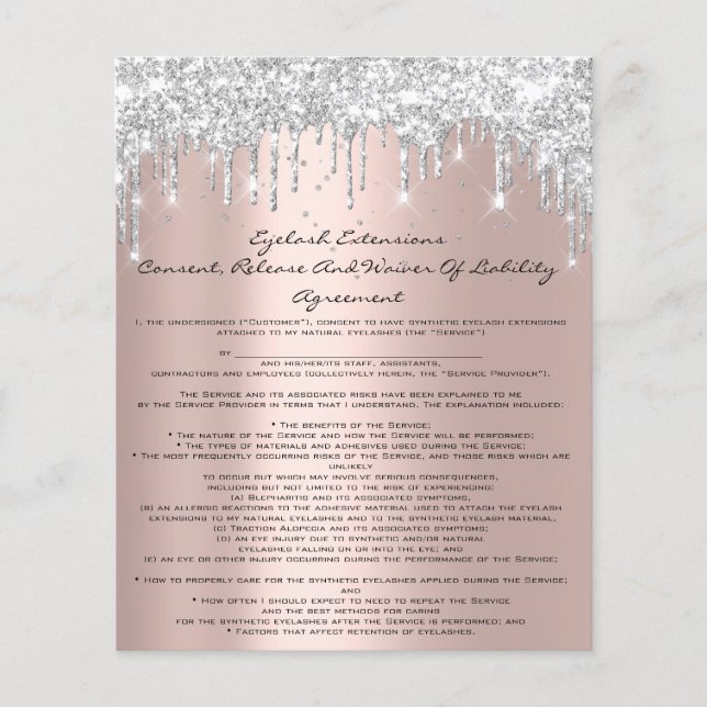 Eyelash Extension Liability Waiver Rose Grey Confe Flyer (Front)