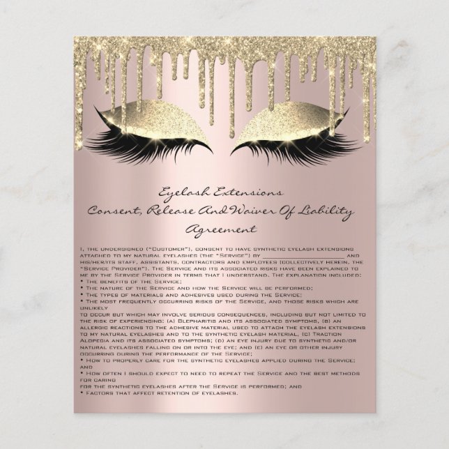 Eyelash Extension Liability Waiver Spark Rose Gold Flyer (Front)