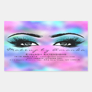 Eyelash Extension Makeup Artist Beauty Holograph Rectangular Sticker
