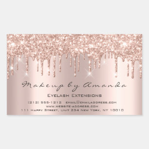 Eyelash Extension Makeup Artist Beauty Spark Rose Rectangular Sticker