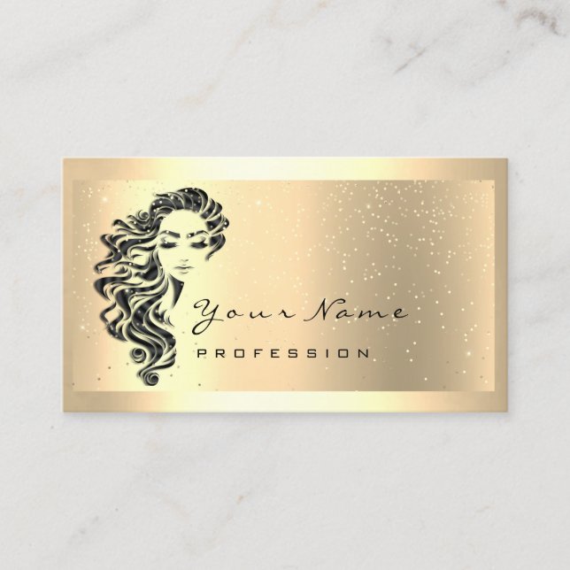Eyelash Extension Makeup Artist Hair GoldConfetti Business Card (Front)