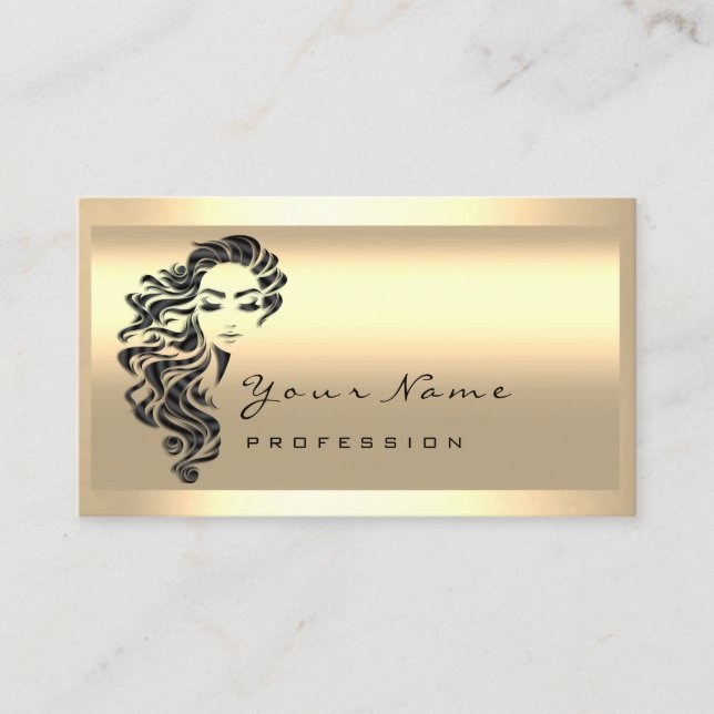 Eyelash Extension Makeup Artist Hair Sepia Gold Business Card (Front)