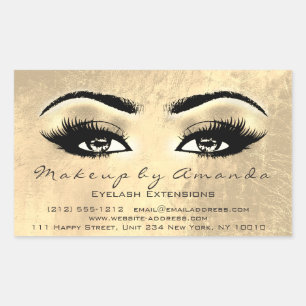 Eyelash Extension Makeup Beauty Browns Golden Foil Rectangular Sticker