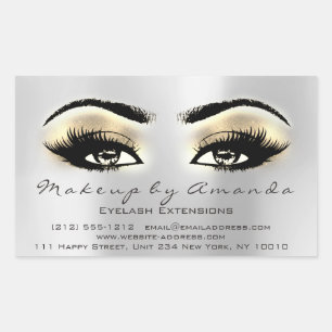 Eyelash Extension Makeup Beauty Browns Grey Silver Rectangular Sticker