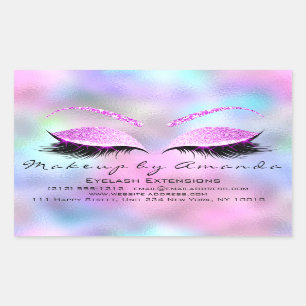 Eyelash Extension Makeup Beauty Salon Holograph Rectangular Sticker