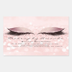 Eyelash Extension Makeup Beauty Salon Pink Blush Rectangular Sticker