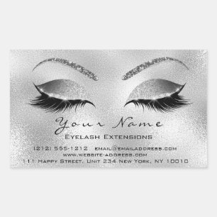 Eyelash Extension Makeup Beauty Salon Silver VIP Rectangular Sticker
