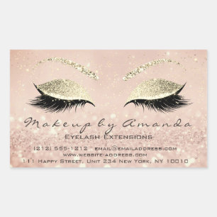 Eyelash Extension Makeup Beauty Salon Skinny Gold Rectangular Sticker