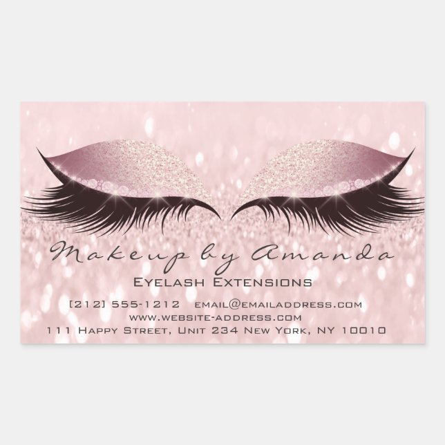 Eyelash Extension Pink Makeup Artist Beauty Studio Rectangular Sticker (Front)