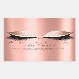 Eyelash Extension Pink Makeup Coral Beauty Salon Rectangular Sticker