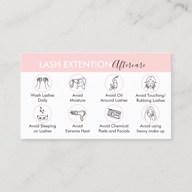 Eyelash Extension Products Aftercare Instruction Business Card (Back)