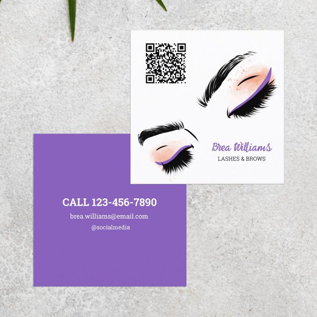 Eyelash Extension QR Code Business Card (Lashes and Brows Cards)
