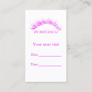 eyelash extension Salon Appointment card