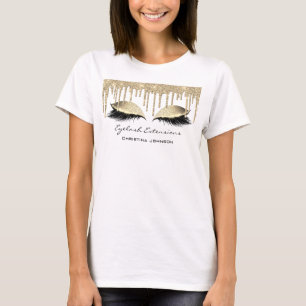 Eyelash Extension Sparkly Sepia Gold Branding T-Shirt