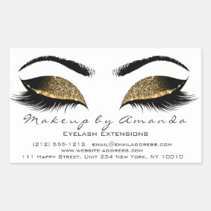 Eyelash Extension White Makeup Artist Beauty Salon Rectangular Sticker