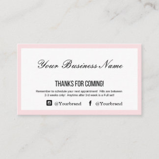 Eyelash Extensions Aftercare Care Business Card
