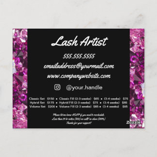 Eyelash Extensions Aftercare - Contact - Lash Menu Postcard