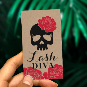 Eyelash Extensions Beauty Floral Skull Rustic Business Card