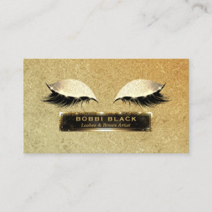 Eyelash Extensions Black Gold Glam Makeup Business Card