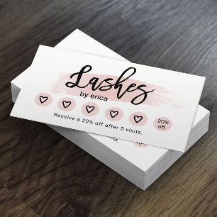 Eyelash Extensions Blush Pink Lash Salon Loyalty Card