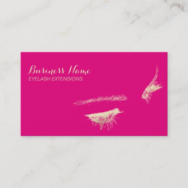 Eyelash Extensions Hot Pink Makeup Business Card (Front)