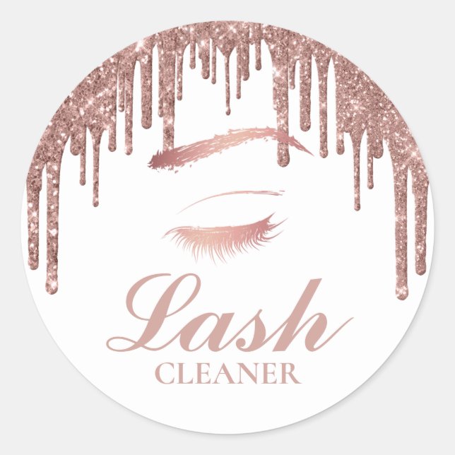 Eyelash Extensions Lash Cleaner Rose Gold Drips Classic Round Sticker (Front)