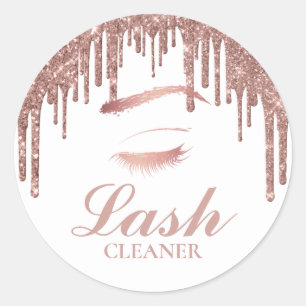 Eyelash Extensions Lash Cleaner Rose Gold Drips Classic Round Sticker