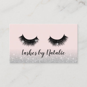 Eyelash Extensions Lash Salon Pink & Silver Ombre Business Card