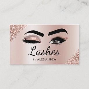 Eyelash Extensions Lashes Glitter Rose Gold Pink Business Card