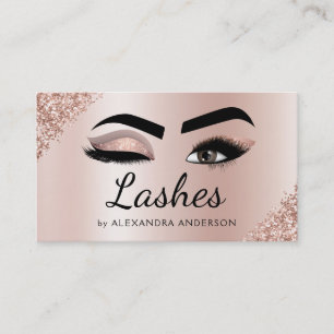 Eyelash Extensions Lashes Glitter Rose Gold Pink Business Card