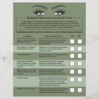 Eyelash Extensions Liability Waiver Green Salon