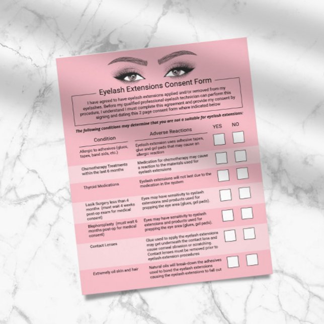 Eyelash Extensions Liability Waiver Pink Salon Flyer (Creator Uploaded)