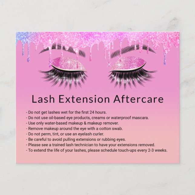 Eyelash Extensions Makeup Artist Purple Aftercare Flyer (Front)