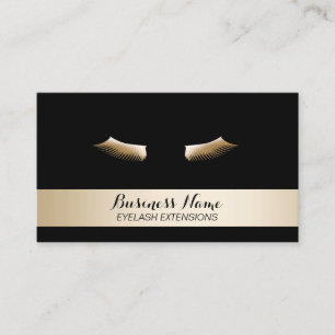 Eyelash Extensions Modern Black & Gold Business Card
