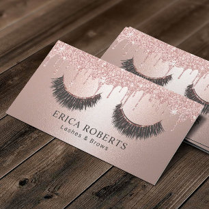 Eyelash Extensions Modern Rose Gold Drips Lashes Business Card