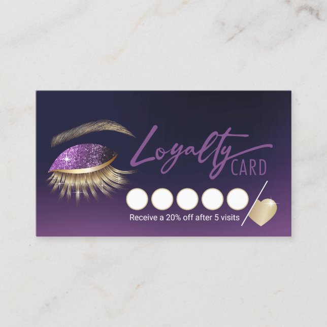 Eyelash Extensions Purple Lash Salon Loyalty (Front)