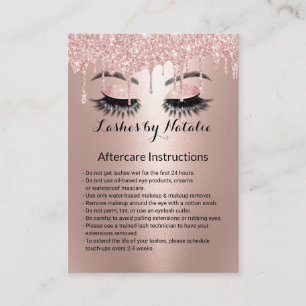 Eyelash Extensions Rose Gold Aftercare Instruction Business Card