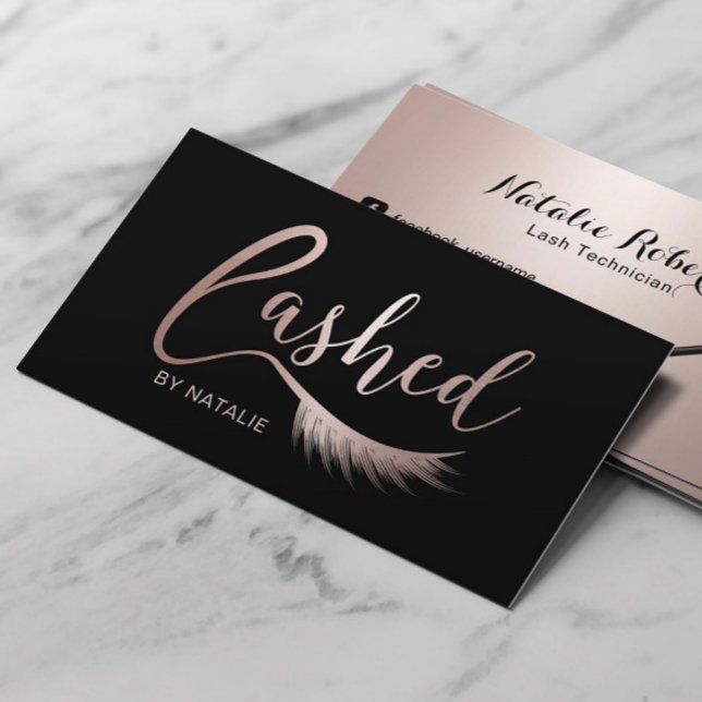 Eyelash Extensions Rose Gold Lashed Beauty Salon Business Card (Creator Uploaded)