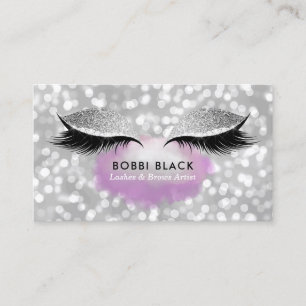 Eyelash Extensions Silver Glitter Glam Makeup Business Card
