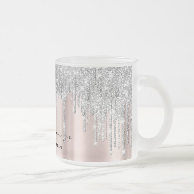 Eyelash Extention Beauty Rose Spark Makeup Grey Frosted Glass Coffee Mug (Right)