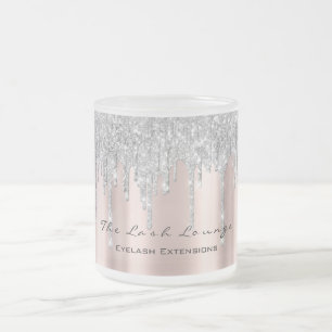 Eyelash Extention Beauty Rose Spark Makeup Grey Frosted Glass Coffee Mug