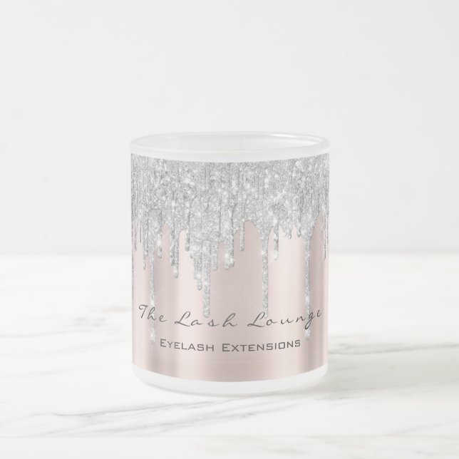 Eyelash Extention Beauty Rose Spark Makeup Grey Frosted Glass Coffee Mug (Center)