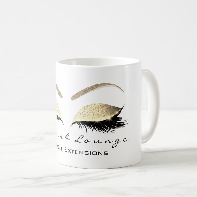 Eyelash Extention Beauty Studio Gold Glitter Coffee Mug (Front Right)