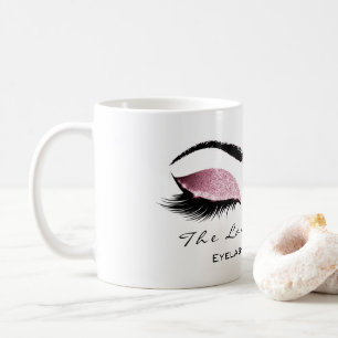 Eyelash Extention Beauty Studio Pink Rose Glitter Coffee Mug