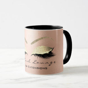 Eyelash Extention Beauty Studio Rose  Gold Glitter Mug
